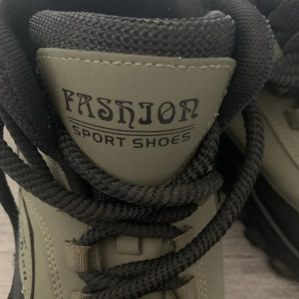 Fashion Men's Green/Black Lace-Up Hiking Trail Shoes Lug Sole Ankle Collar 11.5